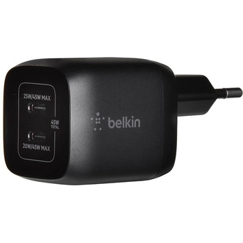 Belkin Зарядно устройство Belkin - BoostCharge Pro, Dual USB-C, 45W, Черен (WCH011vfBK)