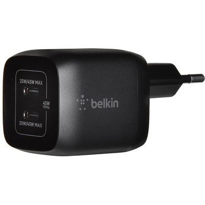 Belkin Зарядно устройство Belkin - BoostCharge Pro, Dual USB-C, 45W, Черен (WCH011vfBK)