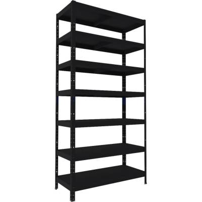Biedrax Regál do technické místnosti 40 x 100 x 210 cm, černý, 7 polic plech, nosnost 100 kg na polici