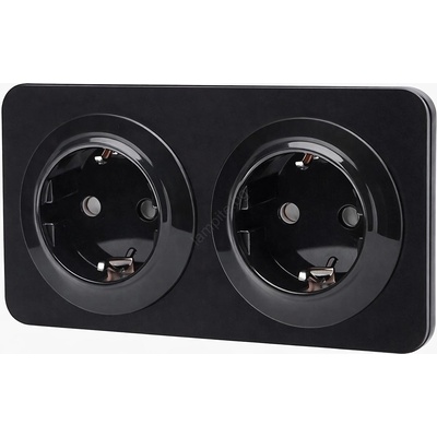 Aigostar - Стенен контакт с рамка 2Z SCHUKO 250V/16A черен (AI2774A)