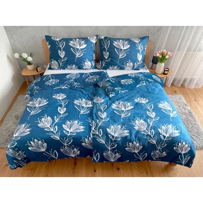 Áčko krep obliečky PAOLA Dark Blue 70x90 140x200