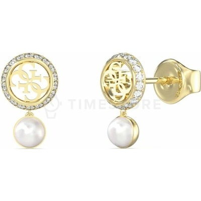 Guess Štýlové pozlátené náušnice s perličkou Tiny Pearly JUBE05517JWYGT/U