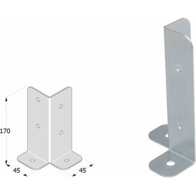 Domax zaskrutkovacia pätka stĺpika PSB 45 - 45 x 45 x 170 x 2 mm 4 ks