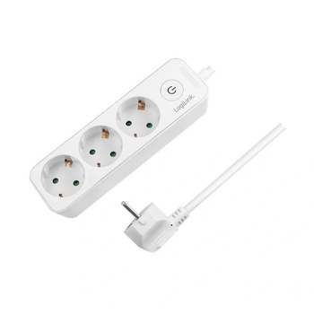LogiLink Разклонител LogiLink LPS244, Светещ превключвател, 3 гнезда, IP20, H05VV-F 3G 1.5 мм2, Кабел 1.5 м, Бял (LPS244) (LPS244)