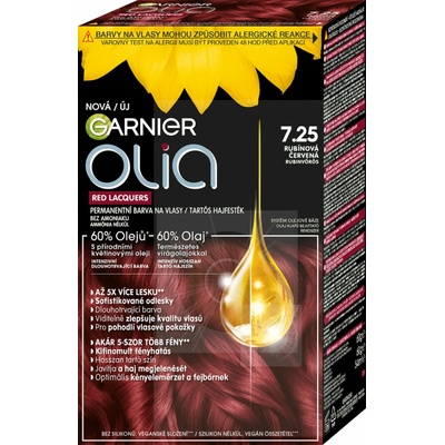 Garnier Olia Red Lacquers olejová permanentná farba na vlasy s vysokým leskom 7.25 ruby red 60 g
