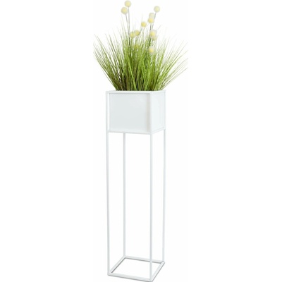 HowHomely KOVOVÝ kvetináč SO STOJANOM PLAIN 90 x 24 cm BIELA