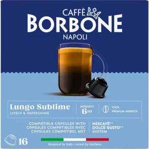 Caffè Borbone Кафе капсули Borbone Lungo Sublime съвместими с Dolce Gusto, 16 капсули