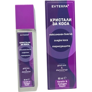  Evterpa кристали за коса, 60мл, Максимален блясък, Термозащита