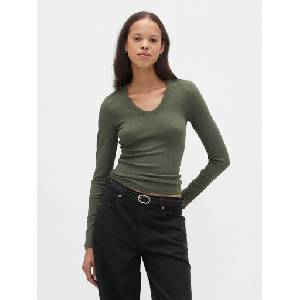 GAP Тениска с ребра GAP GAP | Zelen | ЖЕНИ | XS - zoot - 68,18 лв