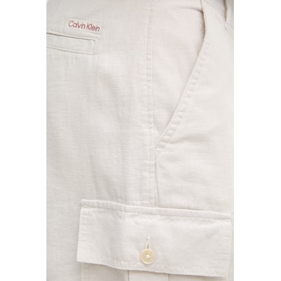 Calvin Klein Jeans къс панталон карго мъжки с лен (LV04RF610G)