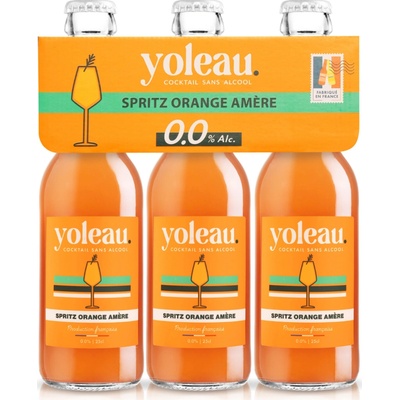 Yoleau Bitter Orange Spritz nealko koktejl 0,0 % 3 x 0,25 l (sada lahví)