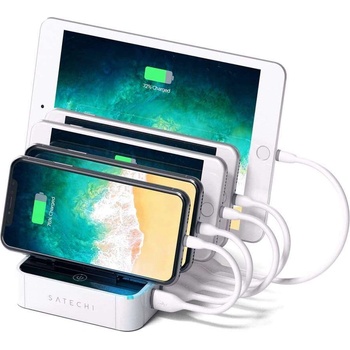 Satechi 5 Port USB Charging Station - док станция с 5xUSB гнезда за зареждане за таблети и смартфони (бял)