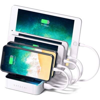 Satechi 5 Port USB Charging Station - док станция с 5xUSB гнезда за зареждане за таблети и смартфони (бял)