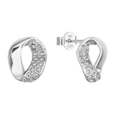Evolution Group strieborné náušnice kôstky s kryštálmi Swarovski oválne 31308.1