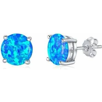 Silvego Strieborné puzetové náušnice kôstky s modrým opálom JJJEB302004