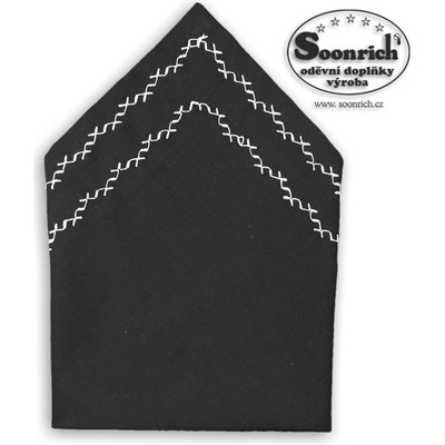 Soonrich kapesník s výšivkou černý kav019