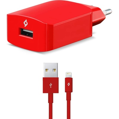 Зарядно 220V SmartCharger USB Travel Charger, 2.1A, incl. Lightning Cable - Червено, 118095