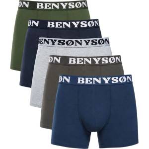 Benysøn Комплект от пет - мъжки боксерки Benysøn многоцветни Benysøn | Cheren Sin Zelen Siv Mnogotsveten | МЪЖЕ | XL