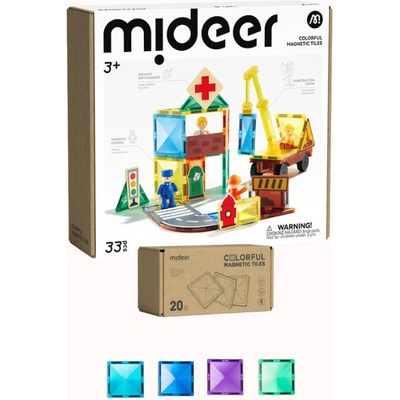 Mideer SADA Stavebnica Hrdinovia mesta 33 ks + Magnetické dieliky chladné farby CELKOM 53 ks