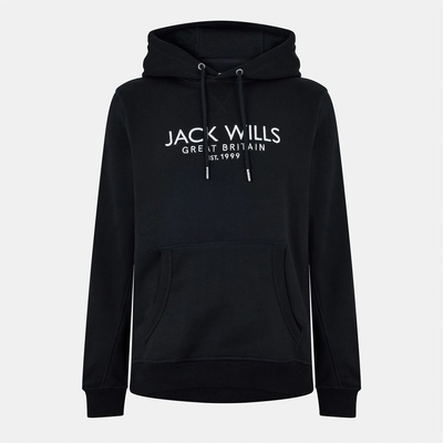Jack Wills Мъжки суичър Jack Wills Batsford Logo Hoodie Mens - Black