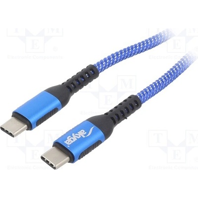 Akyga AK-USB-37 USB 2.0, USB C vidlice, z obou stran, niklovaný, 1m, modrý