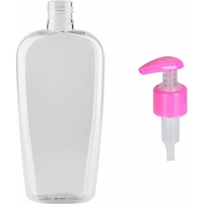 Aris Plastová lahvička čirá s růžovou pumpičkou 300 ml