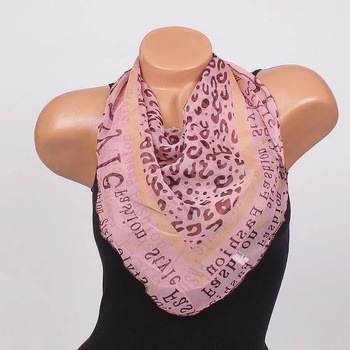 Image 1 of Ефектно фишу в пепелно розово с кафяви петна и надписи