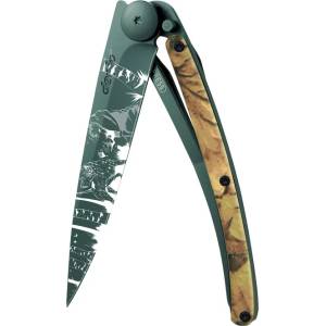 DEEJO 1gm028 tattoo ЧЕРНО-КАФЯВО КАМУФЛИРАНЕ / Ултралеко джобно ножче с алуминиева дръжка (1gm028)