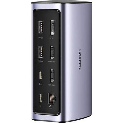 UGREEN Ugreen CM555 Хъб, 12в1, мултифункционален, USB-C, USB, HDMI, DP, RJ45, AUX, SD, TF, сив