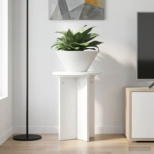 vidaXL Стойка за растения 2 бр. Бяло Ø29, 5 x 40 см Инженерна дървесина (899735)