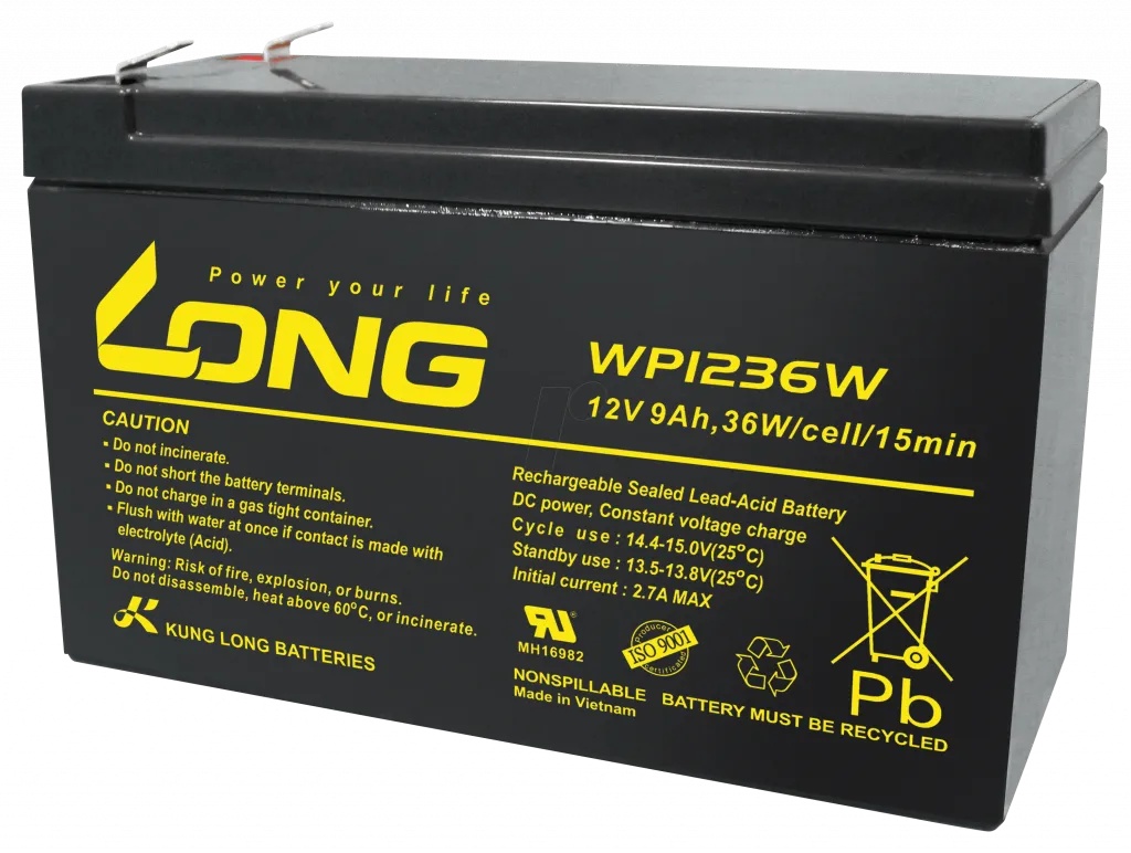 Long Aкумулаторна батерия Long WP1236W, 12V 9Ah F2, за UPS, 151 х 65 х 94 мм (WP1236W)