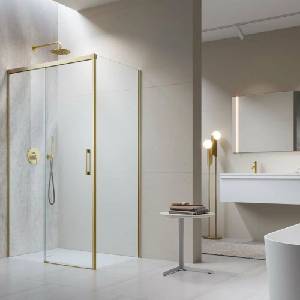 Radaway Правоъгълна душ кабина с плъзгаща се врата Radaway Idea KDJ 120x80 см, матирано златисто-прозрачно покритие, лява (387042-99-01L+387051-99-01R)