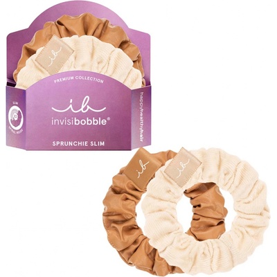 Ozdobné spirálové gumičky Invisibobble Sprunchie Slim Premium Creme De Caramel - 2 ks