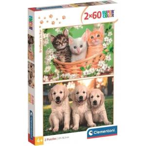 Clementoni Детски пъзел Clementoni от 2 х 60 части - Братя по козина (24820) - ozone