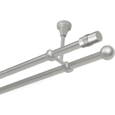 OK-GarnýžeCZ - Garnýže kovová dvouřadá 19mm Cylinder satina 450 cm do stěny / na tunýlek - bez kroužků