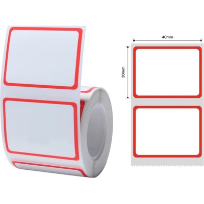 Niimbot štítky T 40 × 30 mm 320 ks Červený rámček pre B21, B21S, B3, B1S