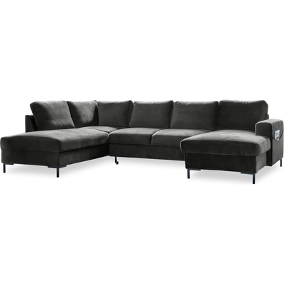 Miuform Тъмносиво U-образно разтегателно канапе от кадифе, ляв ъгъл Lofty Lilly - Miuform (Lofty Lilly HAEECL-2Q-LCBKR KRO34)