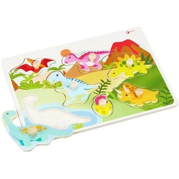 Image 1 of Classic World Детски дървен пъзел с фигурки - динозаври