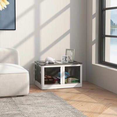 HOMCOM Skládací úložný box 60x42x34 | bílý+šedý