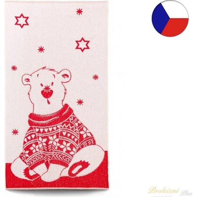 Veba ZARA Ručník Lední medvěd ve svetru červená 55 x 100 cm