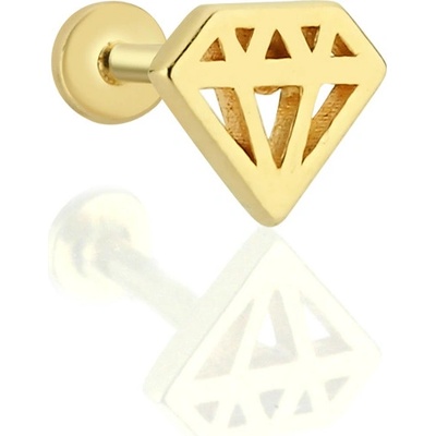 Lillian Vassago Zlatý piercing labreta s motivem diamantu LLV92-GPI008LB