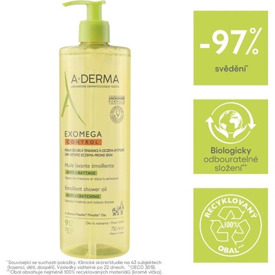 ADerma Exomega Control Emollient Shower Oil sprchový olej náplň 500 ml