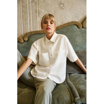 Moodo Бяла блуза с къс ръкав Moodo | Byal | ЖЕНИ | XS