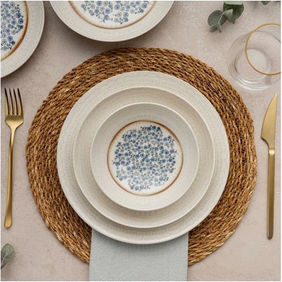 Asir Jídelní sada modrá béžová porcelán 387GRP1363 24 ks