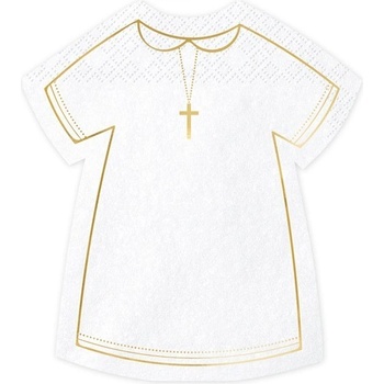 PartyDeco Бели Салфетки във Формата на Кръщелна Дреха