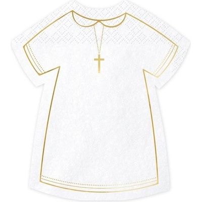 PartyDeco Бели Салфетки във Формата на Кръщелна Дреха