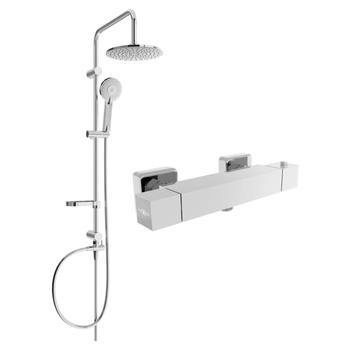 Mexen Cube Карл външен душ комплект с душ глава тип дъжд и термостатичен (77200240-00)