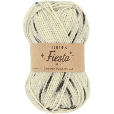 Drops Fiesta PRINT 26 prírodná biela s čiernou