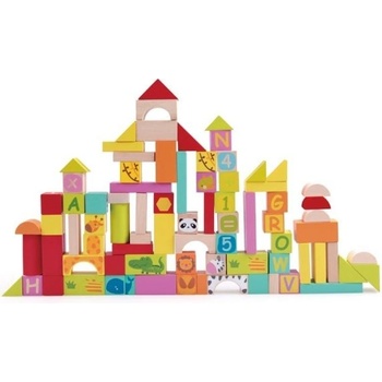 Classic World Образователен конструктор с различни видове дървени блокчета