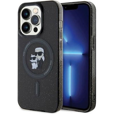 KARL LAGERFELD Кейс Karl Lagerfeld Karl&Choupette Glitter MagSafe за iPhone 15 Pro, черен (3666339162658)